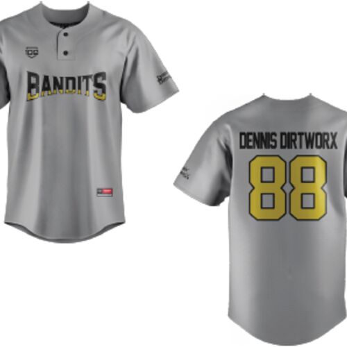 Coaldale Bandits Baseball Jersey - Grey - Adult (Dennis Dirtworx) Thumbnail