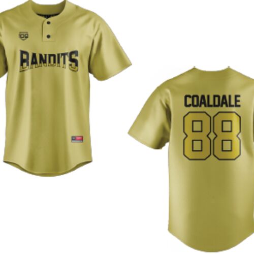 Coaldale Bandits Baseball Jersey - Gold- Adult (Coaldale) Thumbnail