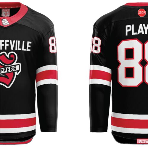 Stouffville Clippers Cut & Sew Hockey Jersey Black - ADULT Thumbnail
