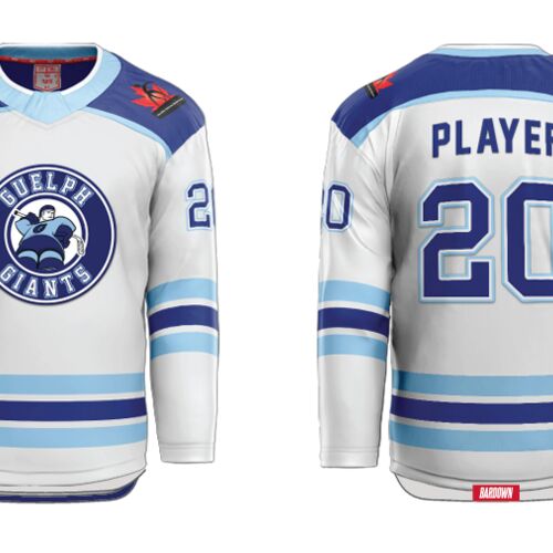 Guelph Giants Sublimated Hockey Jersey White - Youth Thumbnail