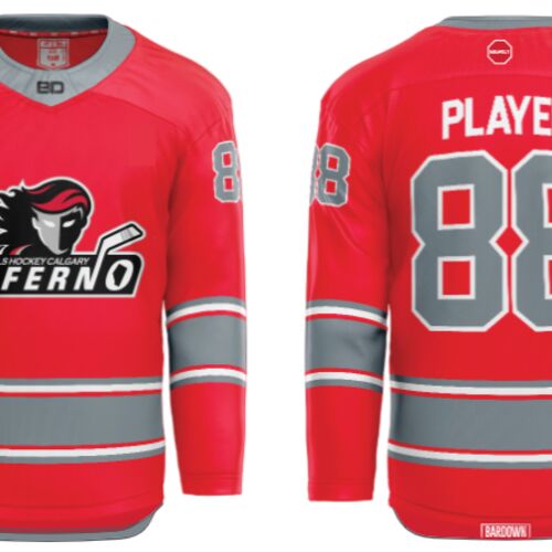Jr. Inferno-GHC-Sublimated Hockey Jersey with Scoop - H4-Red - Youth Thumbnail